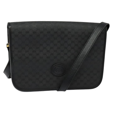 GUCCI Micro GG Supreme Shoulder Bag PVC Black Gold 001 104 0915 Auth BA2752