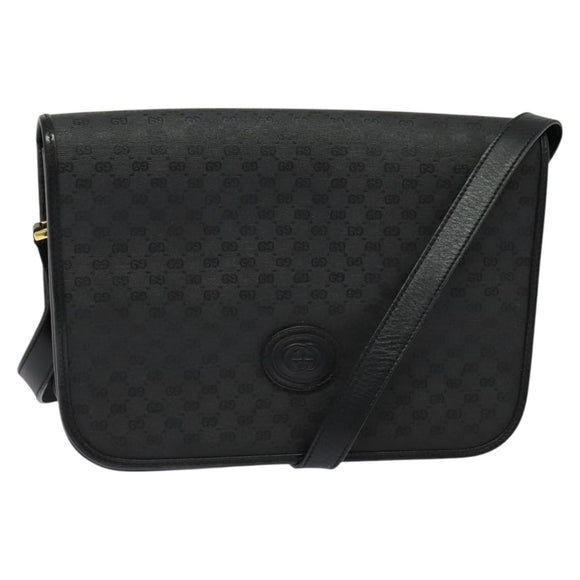 GUCCI Micro GG Supreme Shoulder Bag PVC Black Gold 001 104 0915 Auth BA2752