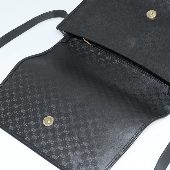 GUCCI Micro GG Supreme Shoulder Bag PVC Black Gold 001 104 0915 Auth BA2752