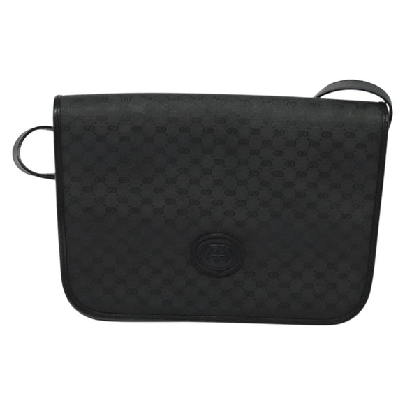 GUCCI Micro GG Supreme Shoulder Bag PVC Black Gold 001 104 0915 Auth BA2752