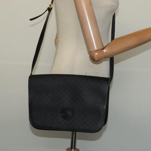 GUCCI Micro GG Supreme Shoulder Bag PVC Black Gold 001 104 0915 Auth BA2752