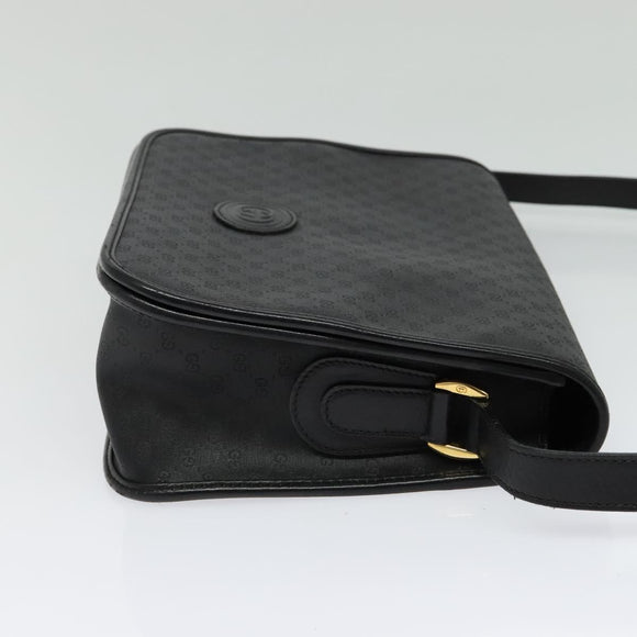 GUCCI Micro GG Supreme Shoulder Bag PVC Black Gold 001 104 0915 Auth BA2752