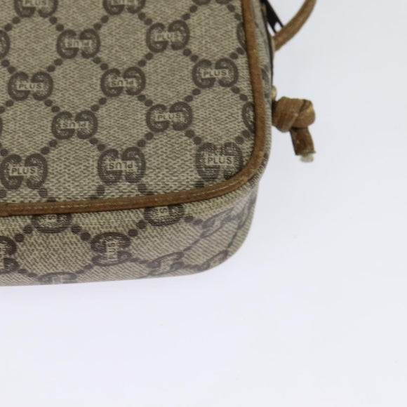 GUCCI GG Plus Supreme Shoulder Bag PVC Beige Auth BA2755