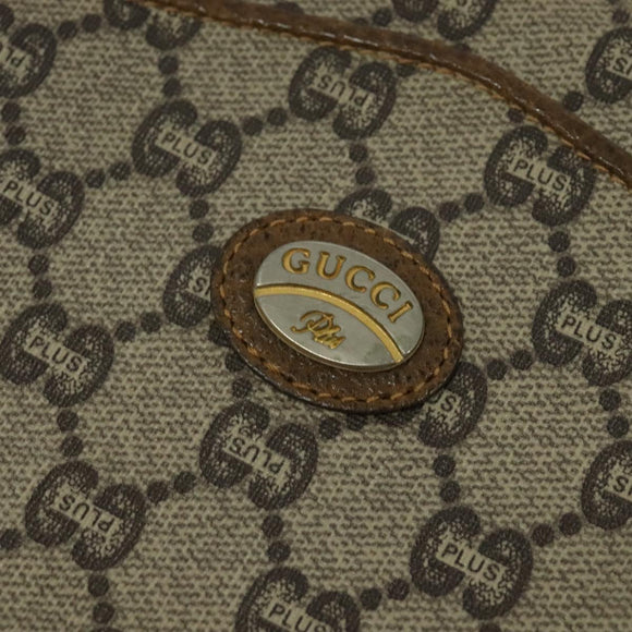 GUCCI GG Plus Supreme Shoulder Bag PVC Beige Auth BA2755