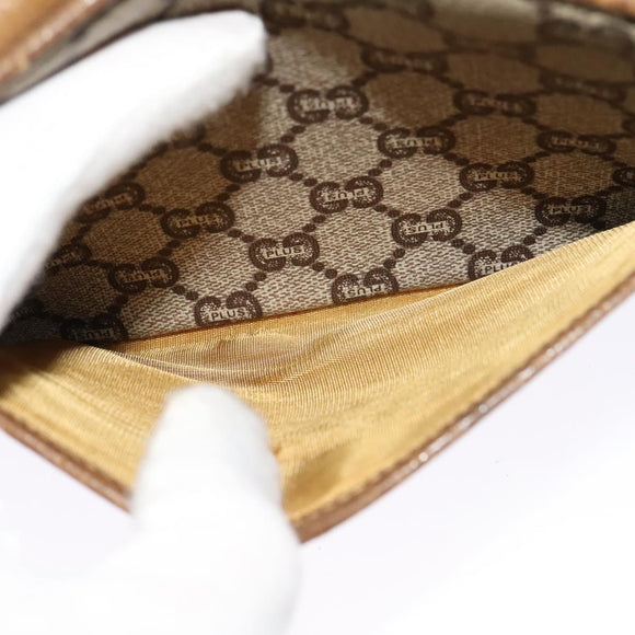 GUCCI GG Plus Supreme Shoulder Bag PVC Beige Auth BA2755