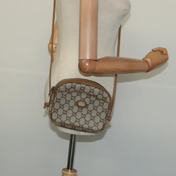 GUCCI GG Plus Supreme Shoulder Bag PVC Beige Auth BA2755