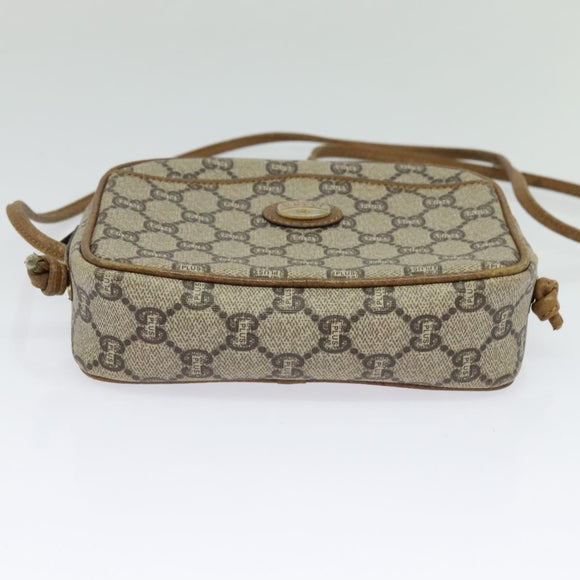 GUCCI GG Plus Supreme Shoulder Bag PVC Beige Auth BA2755