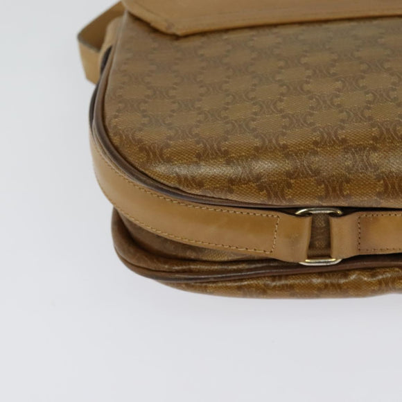 CELINE Macadam Canvas Shoulder Bag Brown Gold Auth BA2757