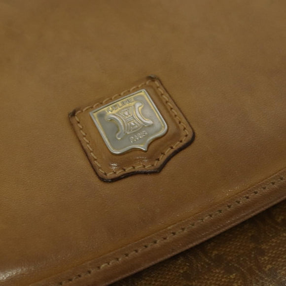 CELINE Macadam Canvas Shoulder Bag Brown Gold Auth BA2757