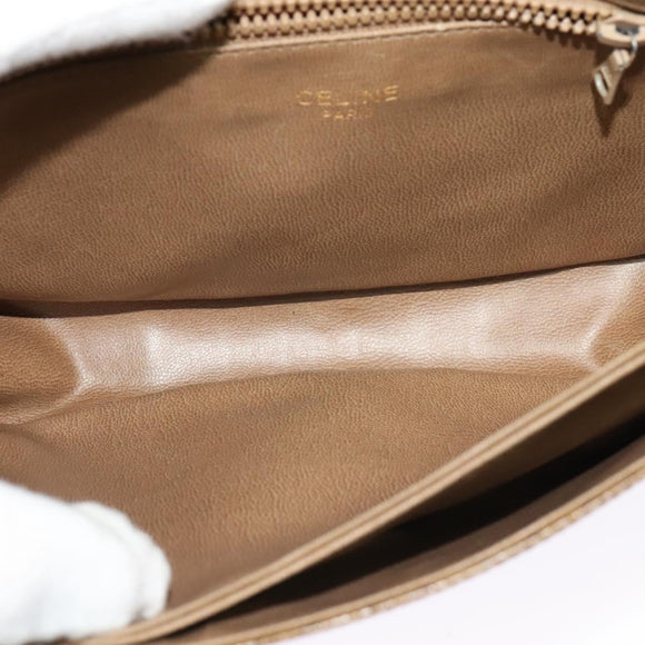 CELINE Macadam Canvas Shoulder Bag Brown Gold Auth BA2757