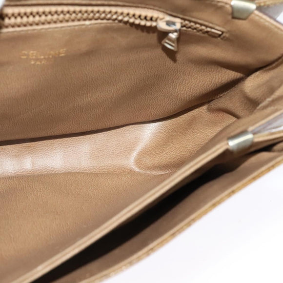 CELINE Macadam Canvas Shoulder Bag Brown Gold Auth BA2757