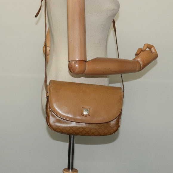 CELINE Macadam Canvas Shoulder Bag Brown Gold Auth BA2757