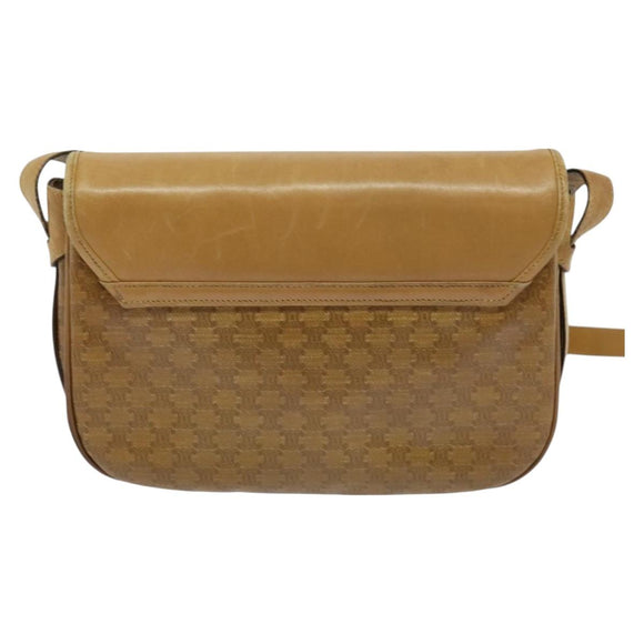CELINE Macadam Canvas Shoulder Bag Brown Gold Auth BA2757