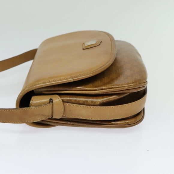 CELINE Macadam Canvas Shoulder Bag Brown Gold Auth BA2757