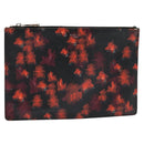 GIVENCHY Clutch Bag Safiano Leather Red Silver Auth BA2760-1