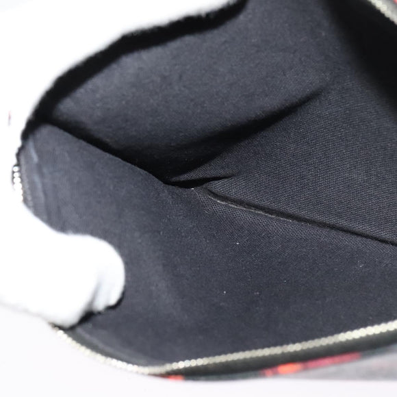 GIVENCHY Clutch Bag Safiano Leather Red Silver Auth BA2760