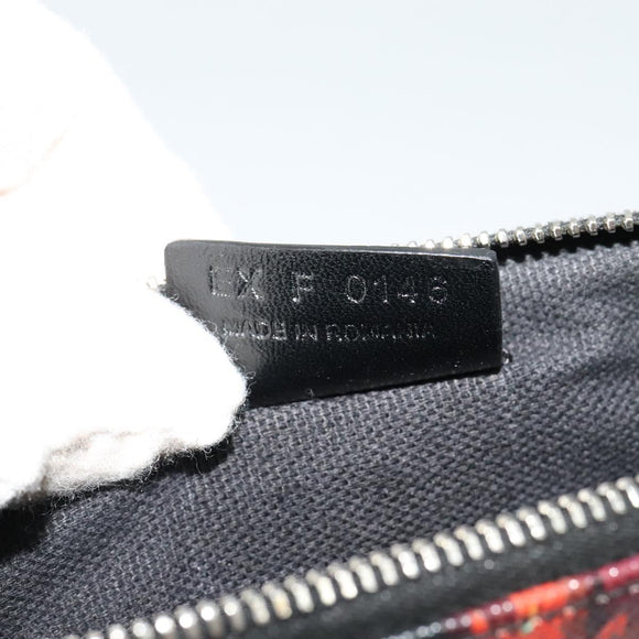 GIVENCHY Clutch Bag Safiano Leather Red Silver Auth BA2760