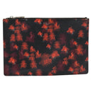 GIVENCHY Clutch Bag Safiano Leather Red Silver Auth BA2760-13