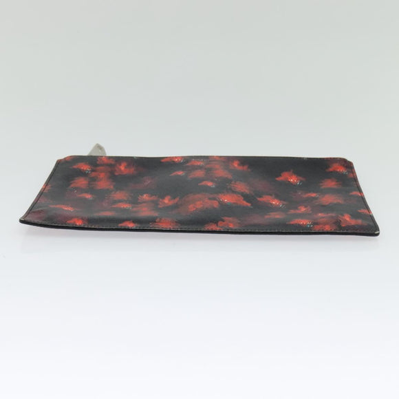 GIVENCHY Clutch Bag Safiano Leather Red Silver Auth BA2760