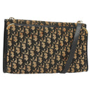 Christian Dior Trotter Canvas Shoulder Bag Navy Gold Auth BA2763-1