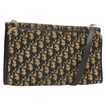 Christian Dior Trotter Canvas Shoulder Bag Navy Gold Auth BA2763