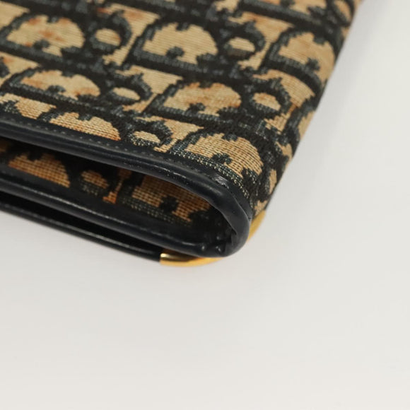 Christian Dior Trotter Canvas Shoulder Bag Navy Gold Auth BA2763