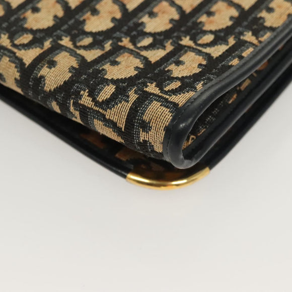 Christian Dior Trotter Canvas Shoulder Bag Navy Gold Auth BA2763
