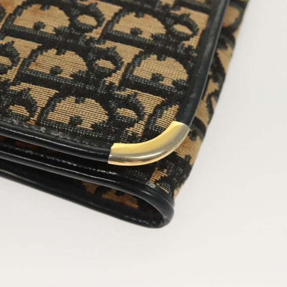 Christian Dior Trotter Canvas Shoulder Bag Navy Gold Auth BA2763