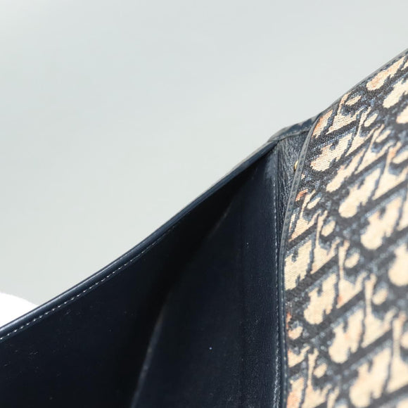 Christian Dior Trotter Canvas Shoulder Bag Navy Gold Auth BA2763