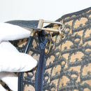 Christian Dior Trotter Canvas Shoulder Bag Navy Gold Auth BA2763-19