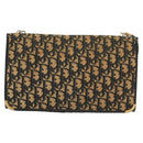 Christian Dior Trotter Canvas Shoulder Bag Navy Gold Auth BA2763-2