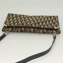 Christian Dior Trotter Canvas Shoulder Bag Navy Gold Auth BA2763-6