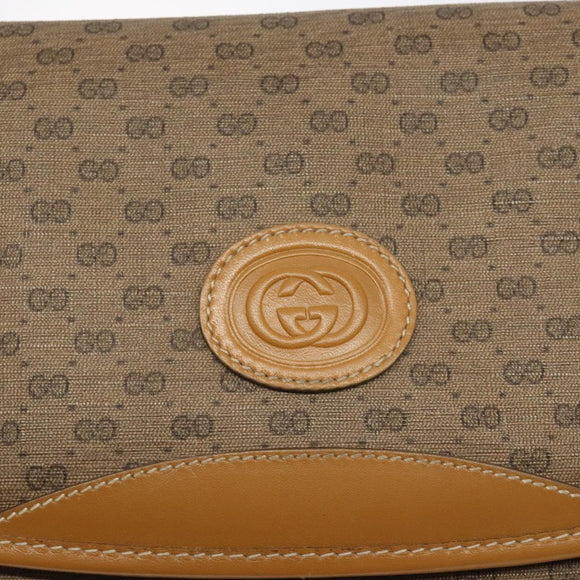 GUCCI Micro GG Supreme Shoulder Bag PVC Beige Gold Auth BA2767