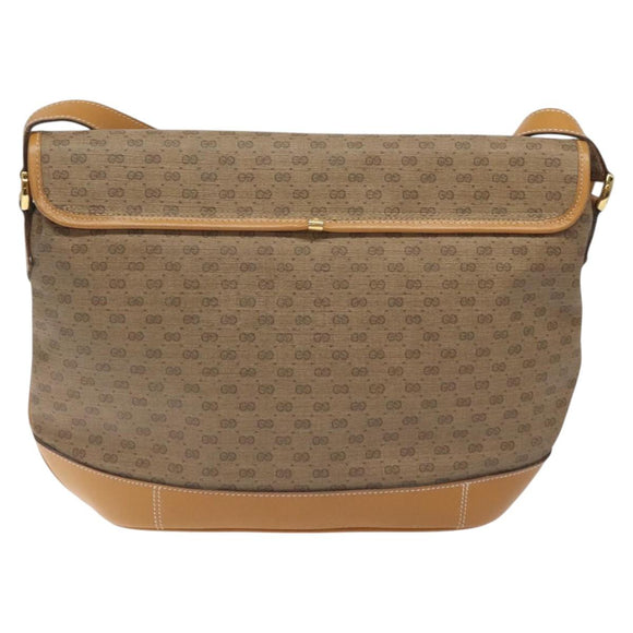 GUCCI Micro GG Supreme Shoulder Bag PVC Beige Gold Auth BA2767
