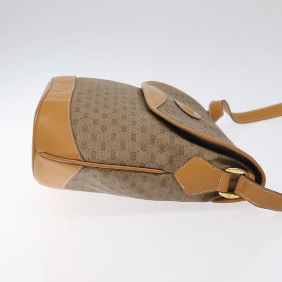 GUCCI Micro GG Supreme Shoulder Bag PVC Beige Gold Auth BA2767