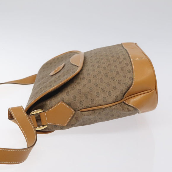 GUCCI Micro GG Supreme Shoulder Bag PVC Beige Gold Auth BA2767