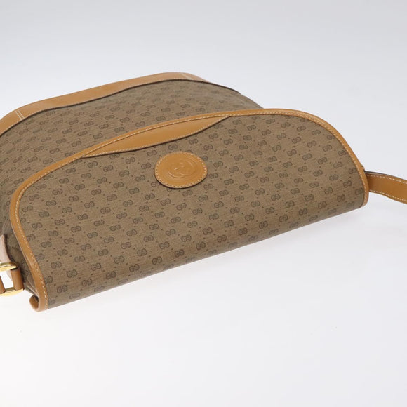 GUCCI Micro GG Supreme Shoulder Bag PVC Beige Gold Auth BA2767