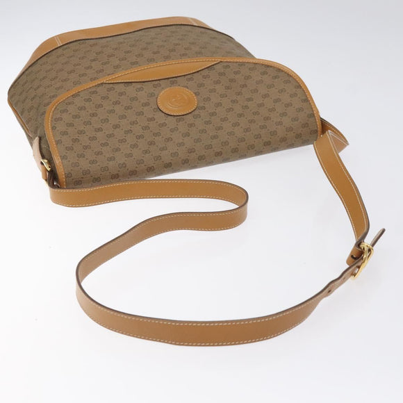 GUCCI Micro GG Supreme Shoulder Bag PVC Beige Gold Auth BA2767