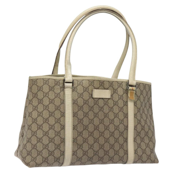 GUCCI GG Supreme Hand Bag PVC Beige Gold 116 02 080 Auth BA2772