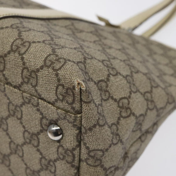 GUCCI GG Supreme Hand Bag PVC Beige Gold 116 02 080 Auth BA2772
