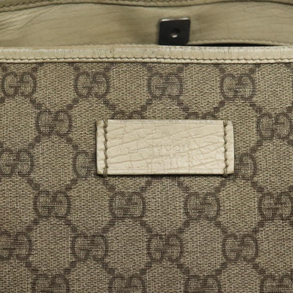 GUCCI GG Supreme Hand Bag PVC Beige Gold 116 02 080 Auth BA2772