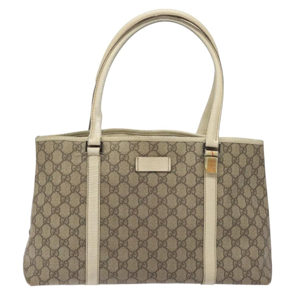GUCCI GG Supreme Hand Bag PVC Beige Gold 116 02 080 Auth BA2772