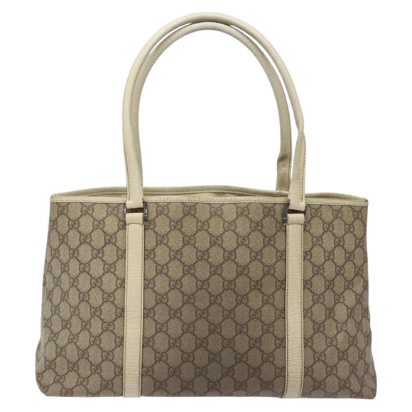 GUCCI GG Supreme Hand Bag PVC Beige Gold 116 02 080 Auth BA2772