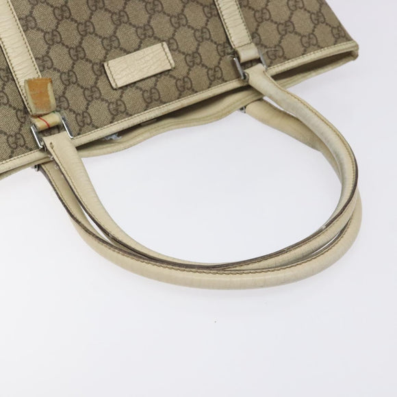 GUCCI GG Supreme Hand Bag PVC Beige Gold 116 02 080 Auth BA2772