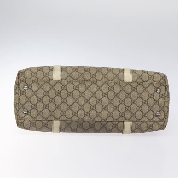GUCCI GG Supreme Hand Bag PVC Beige Gold 116 02 080 Auth BA2772