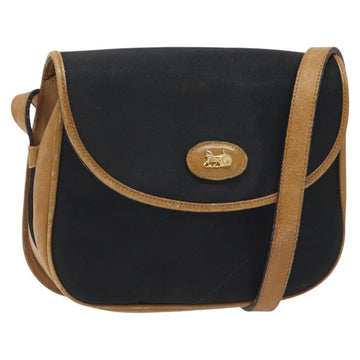 CELINE Shoulder Bag Canvas Black Gold Auth BA2774