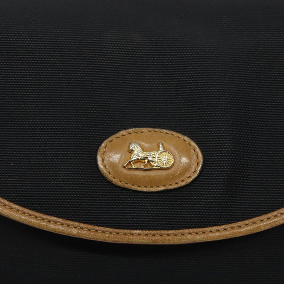 CELINE Shoulder Bag Canvas Black Gold Auth BA2774