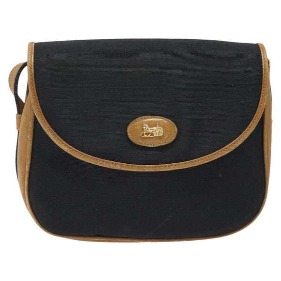 CELINE Shoulder Bag Canvas Black Gold Auth BA2774
