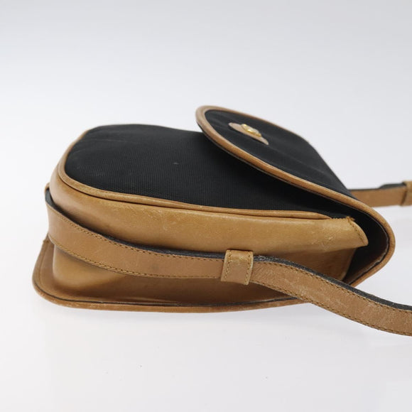 CELINE Shoulder Bag Canvas Black Gold Auth BA2774