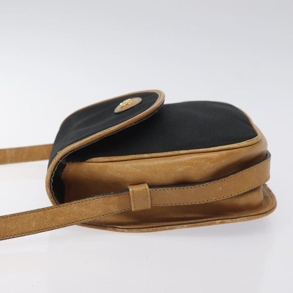 CELINE Shoulder Bag Canvas Black Gold Auth BA2774